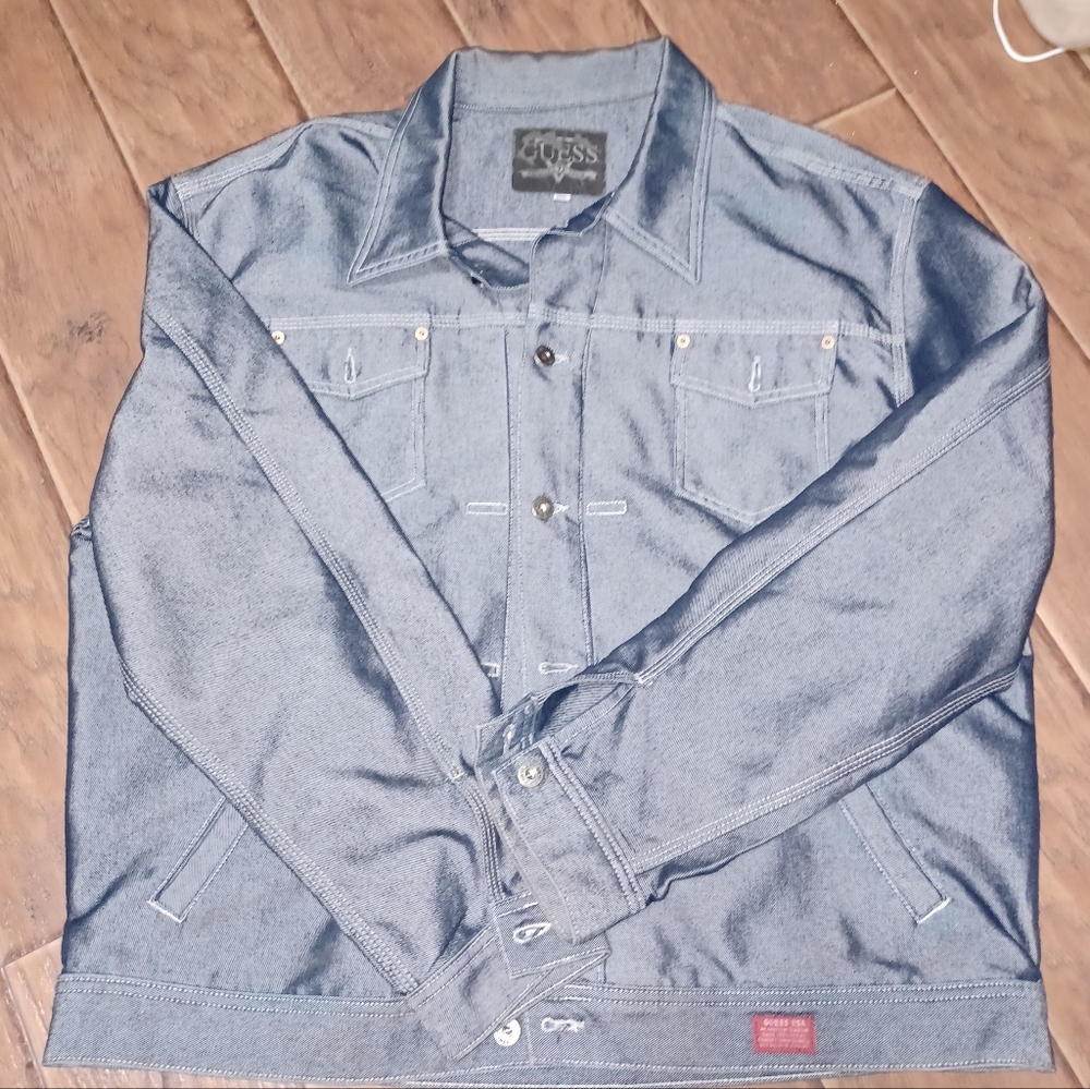 Guess Men's Charcoal Denim Jacket
